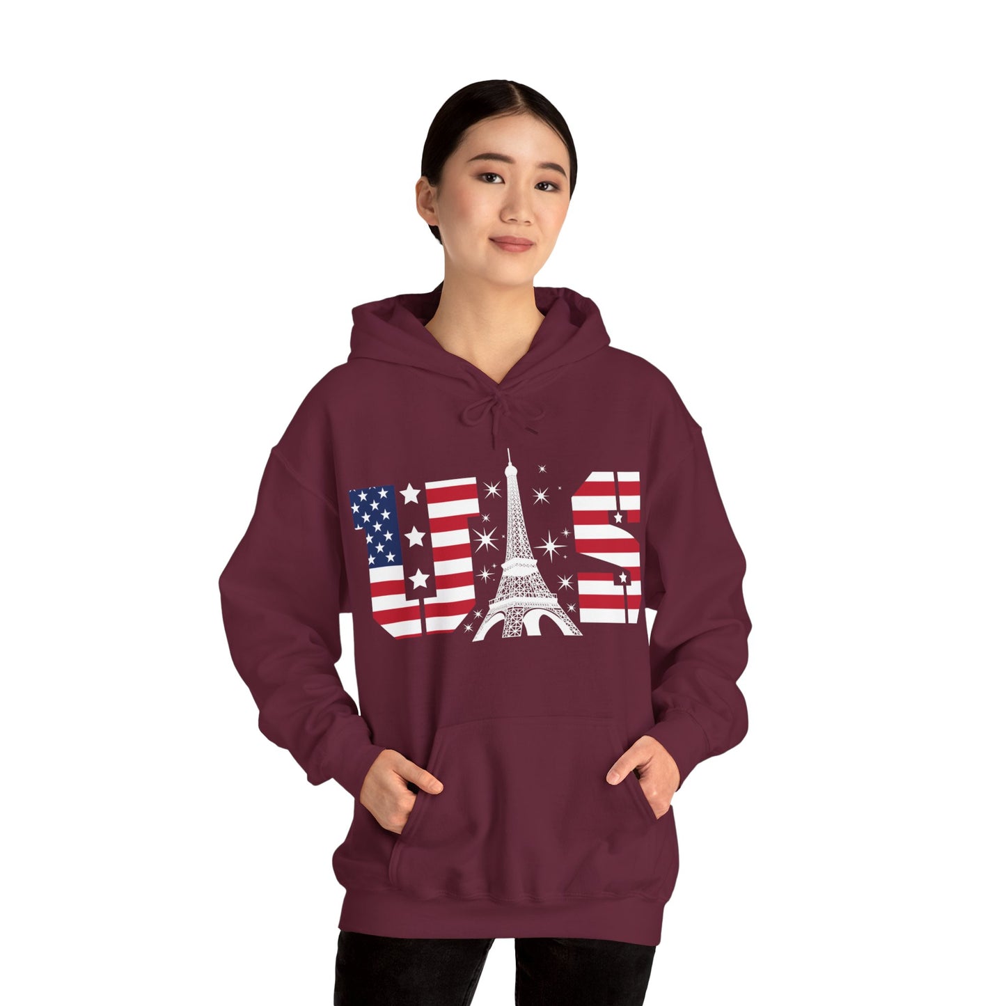 USA Eiffel Tower 2024 Summer Sports Patriotic Supporter Hoodie For Men Women Hoodie