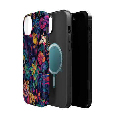 Animal Collage Vibrant Pattern iPhone 13 14 15 Pro Max Plus Case Compatible with MagSafe Tough Cases Protection, Magnetic Phone Case for iPhone  Classic Series