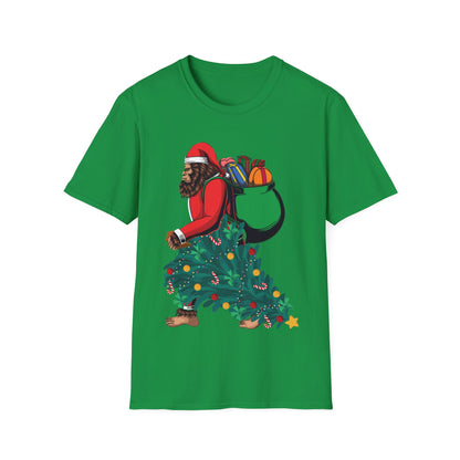 Bigfoot Santa Christmas Tree Lights Gifts Funny Xmas Sasquatch T-Shirt For Men Women T-Shirt