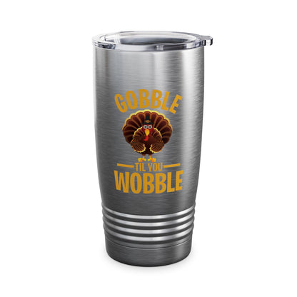 Thanksgiving Gobble Till You Wobble Turkey Family Dinner Tumbler For Men Women