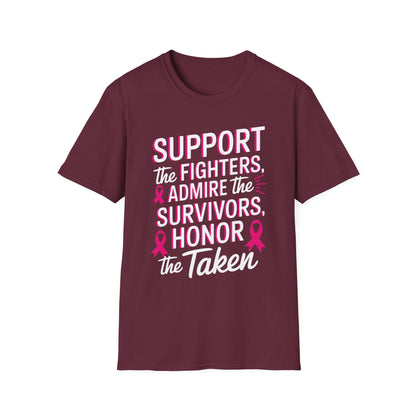 Breast Cancer Awareness Support Fighters Admire Survivors T-Shirt For Men Women