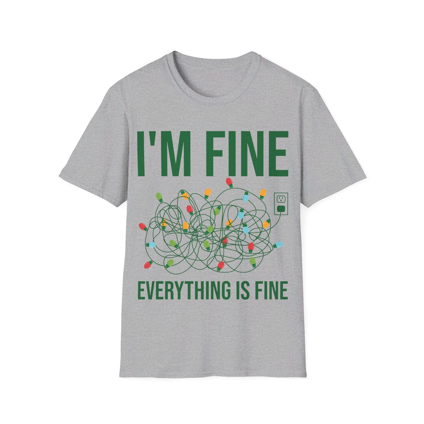 Funny I'm Fine Everything Is Fine Christmas Lights Xmas T-Shirt Men Women