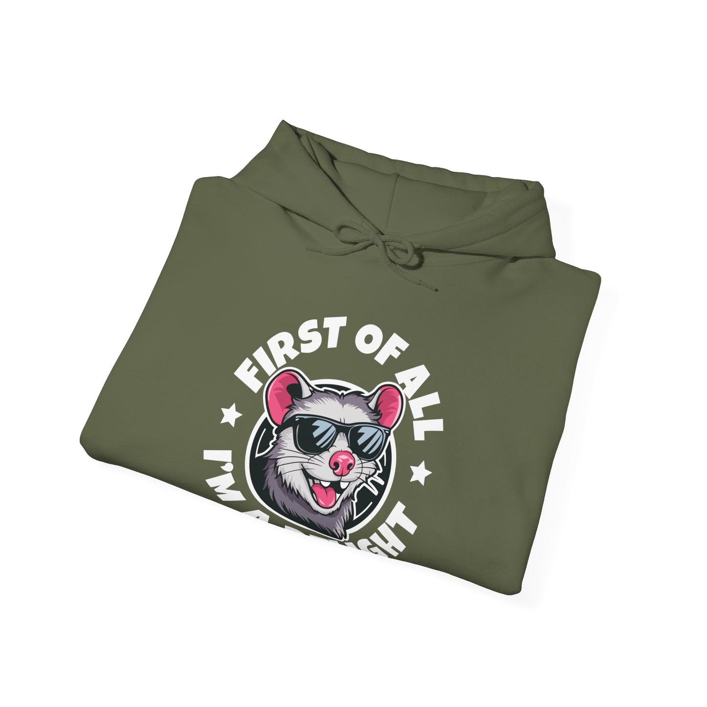 Funny First Of All I'm A Delight Sarcastic Angry Opossum Possum Hoodie For Men Women Hoodie