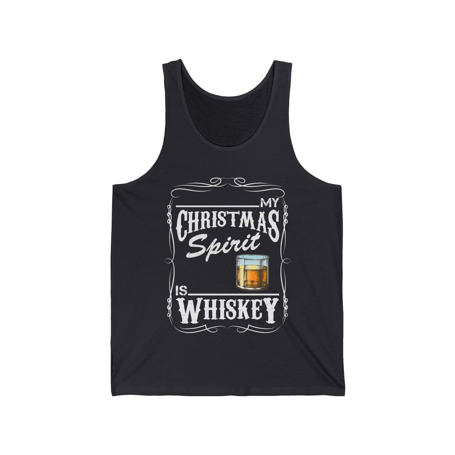 Funny Whiskey Is My Christmas Spirit Xmas Drinking Vintage Tank Top