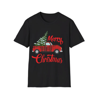 Merry Christmas Buffalo Plaid Red Truck Tree Xmas T-Shirt Men Women