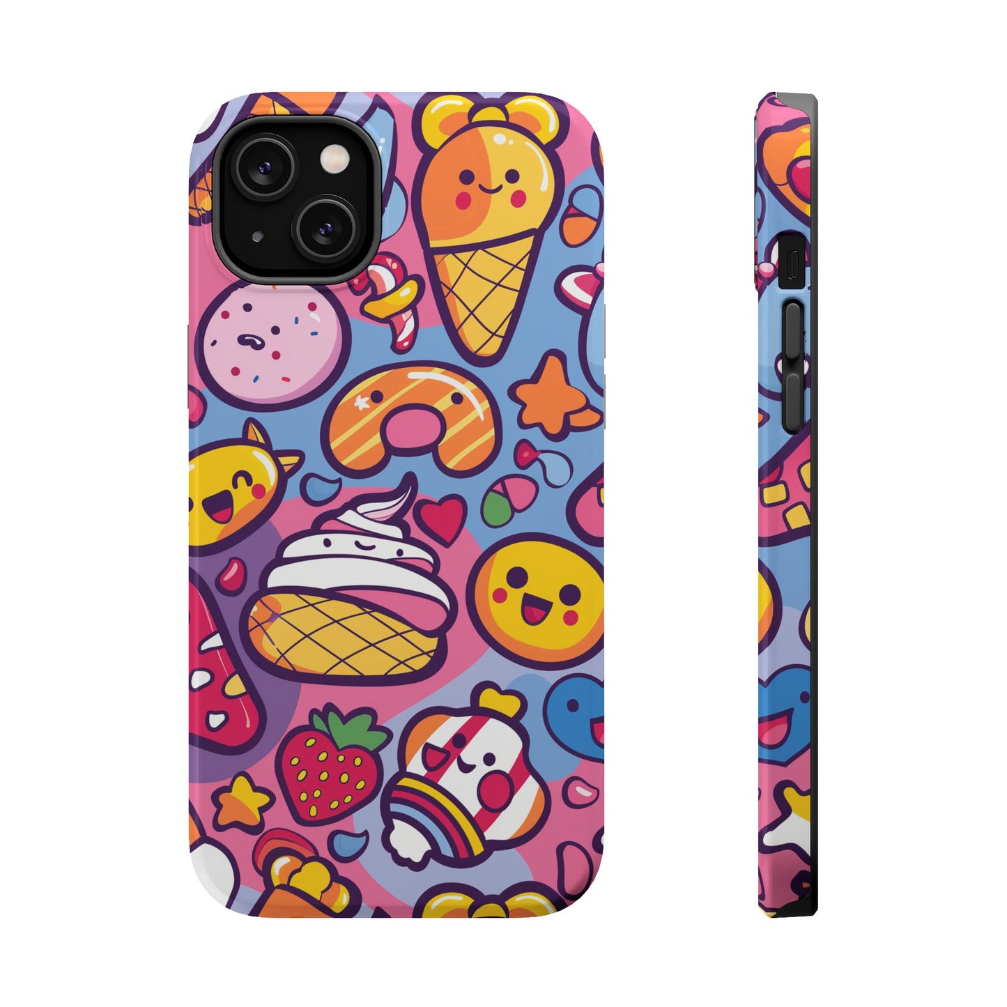 Kawaii Candyland Pattern iPhone 13 14 15 Pro Max Plus Case Compatible with MagSafe Tough Cases Protection, Magnetic Phone Case for iPhone  Classic Series