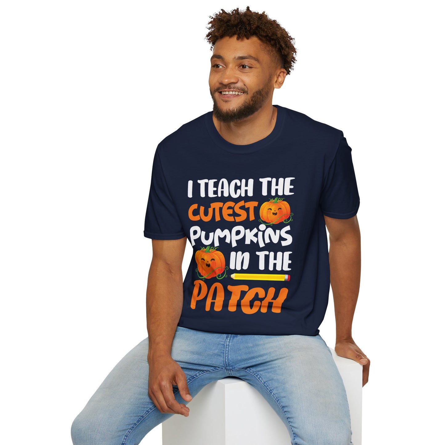 Funny I Teach The Cutest Pumpkins In The Patch Teacher Halloween Pumpkin  T-Shirt For Men Women