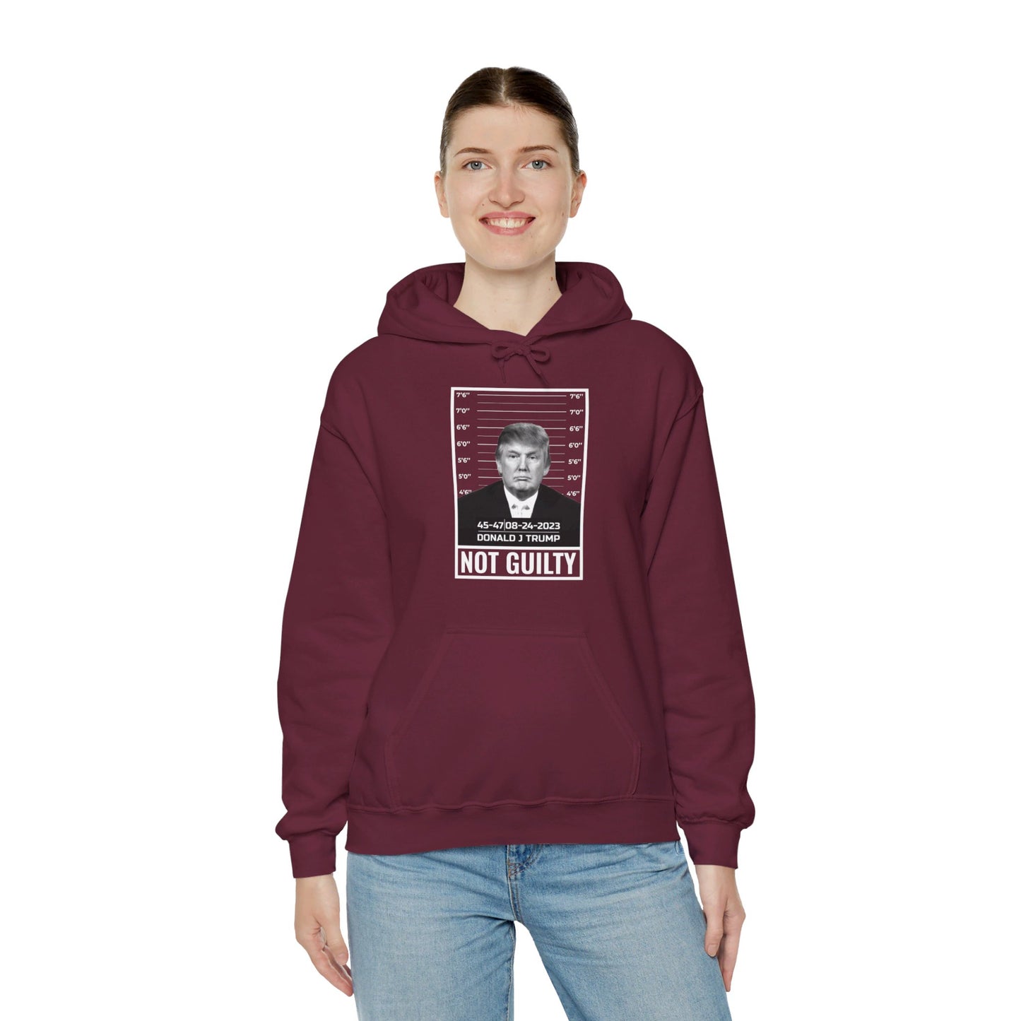 Donald Trump Police Mugshot Not Guilty President Legend 45 47 Hoodie For Men Women Hoodie