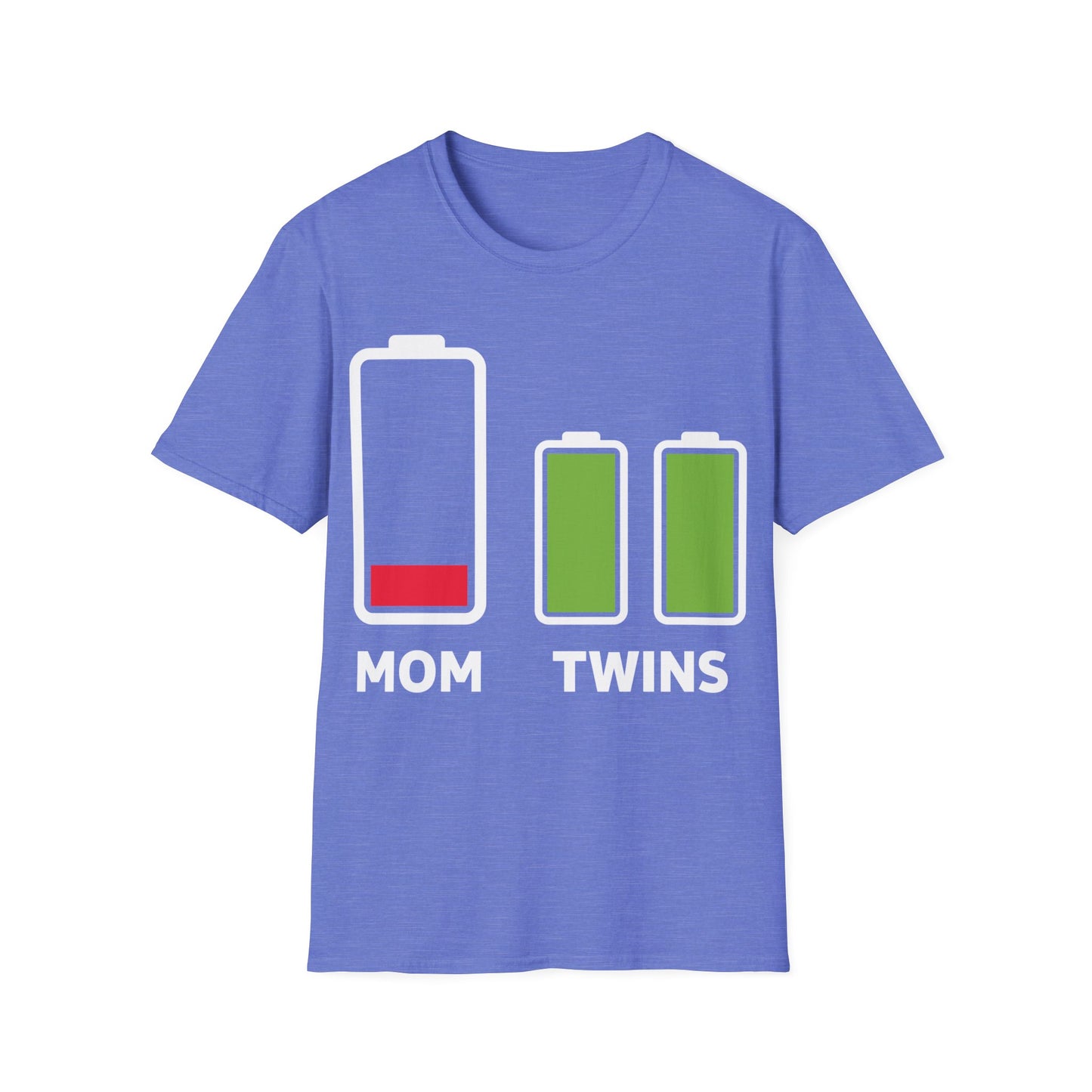 Funny Twin Mother Low Battery Tired Mom Of Twins T-Shirt