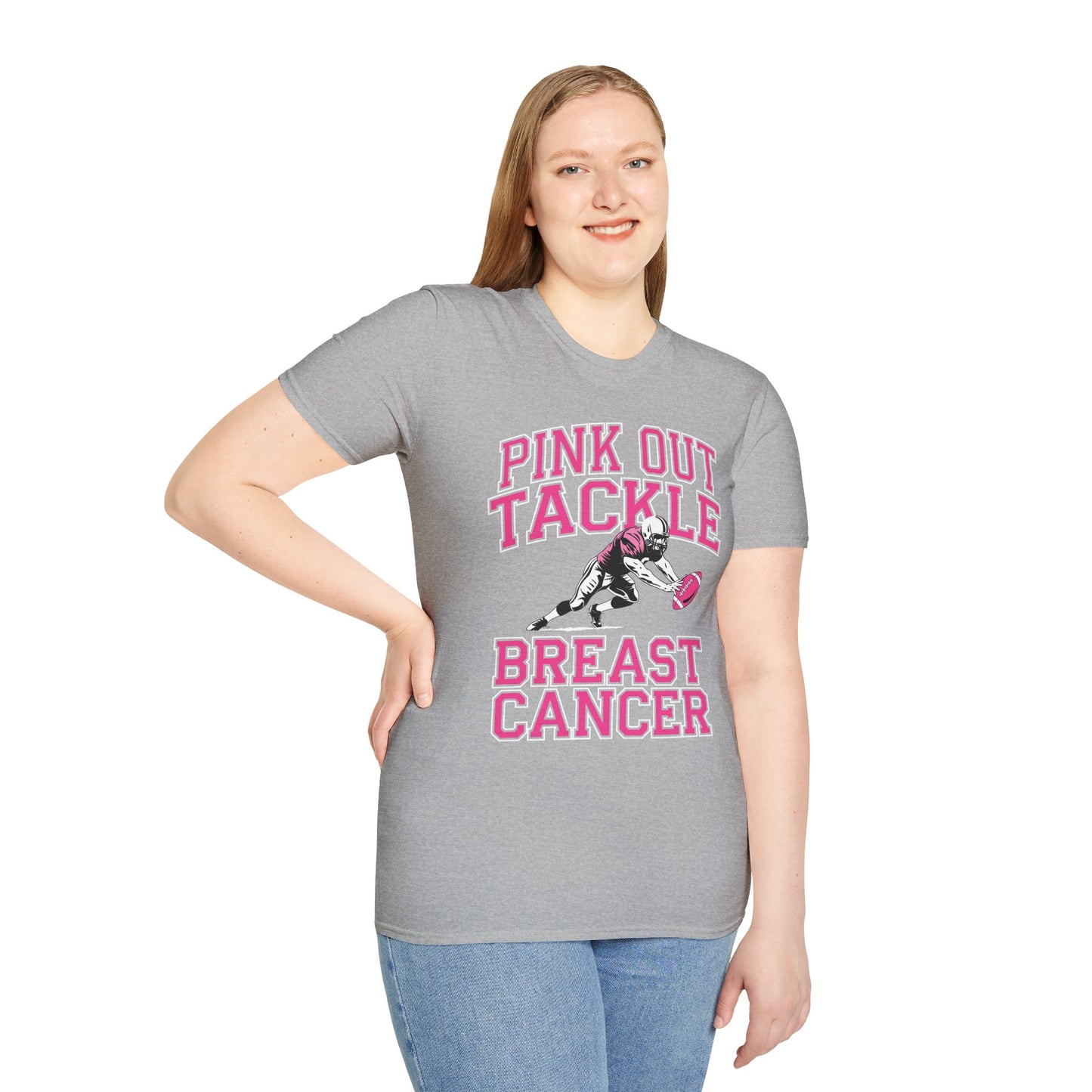 Funny Pink Out Tackle Breast Cancer Awareness American Football T-Shirt For Men Women