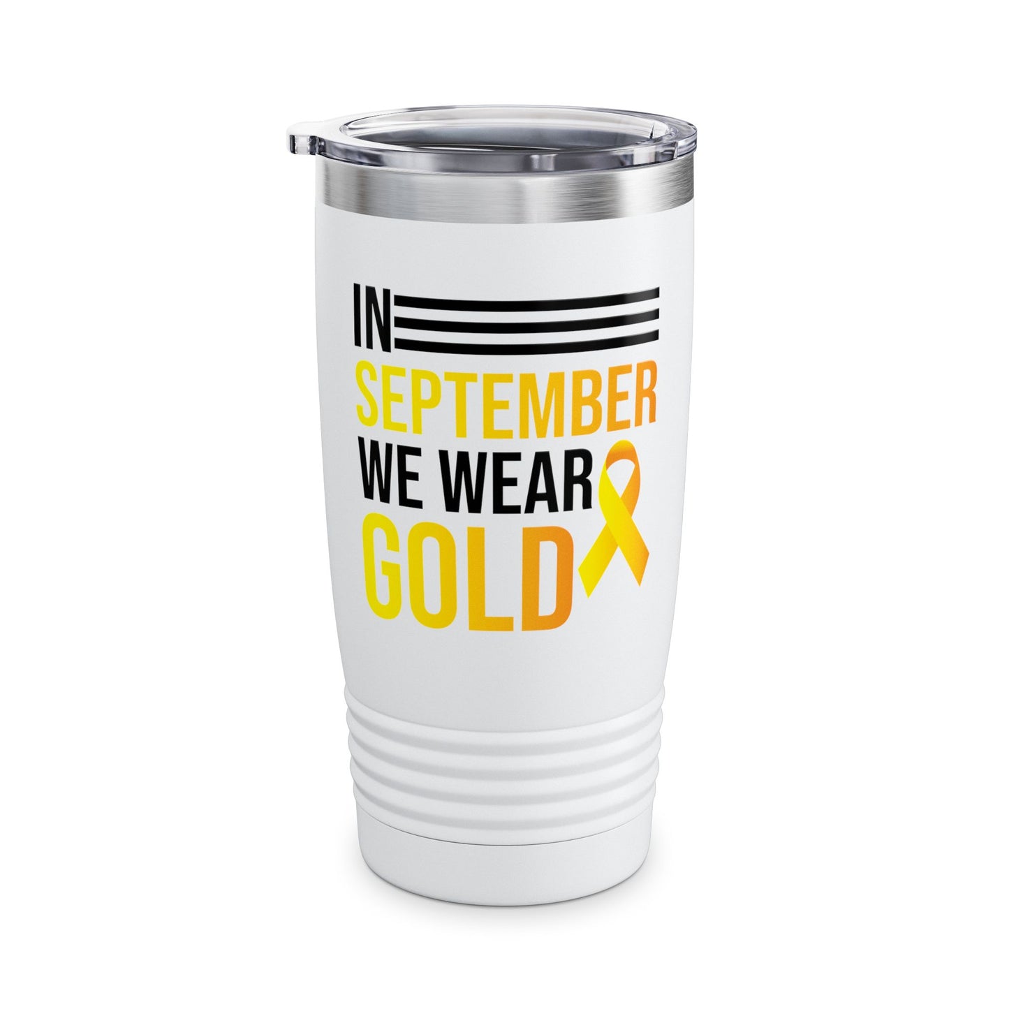 In September We Wear Gold Childhood Cancer Awareness Mug for Men Women Tumbler