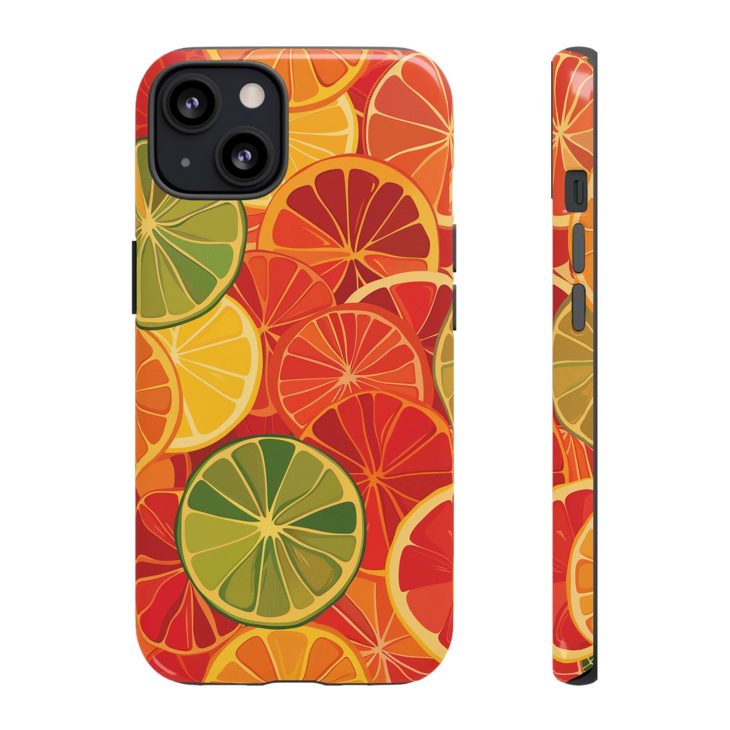 Citrus Burst Pattern iPhone 13 14 15 16 Pro Max Plus Case Wireless Charging Compatible Tough Cases Protection, Magnetic Phone Case for iPhone Classic Series