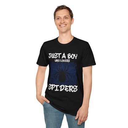 Just A Boy Who Loves Spiders Retro Spider Lover T-Shirt For Men Kids T-Shirt