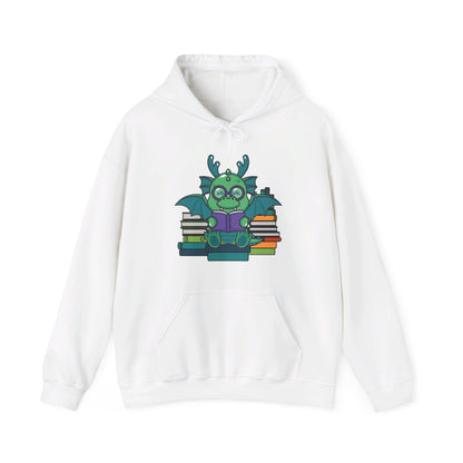 Funny Dragon and Books Nerds Cute Dragon Reading A Book Hoodie For Men Women Hoodie