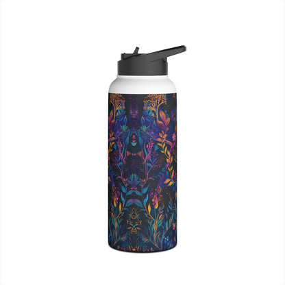 Mystical Forest Pattern Stainless Steel Water Bottle with Twist-on Lid and Double-Wall Vacuum Insulation