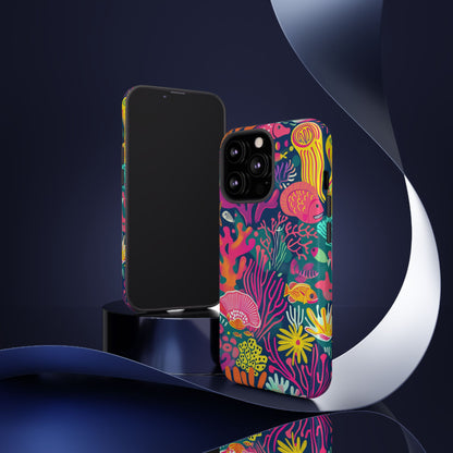 Underwater World Vibrant Pattern iPhone 13 14 15 16 Pro Max Plus Case Wireless Charging Compatible Tough Cases Protection, Magnetic Phone Case for iPhone Classic Series