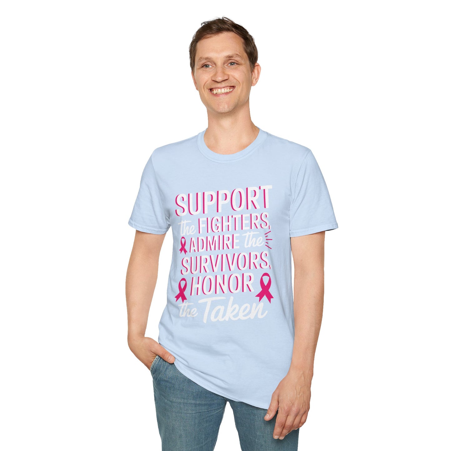 Breast Cancer Awareness Support Fighters Admire Survivors T-Shirt For Men Women