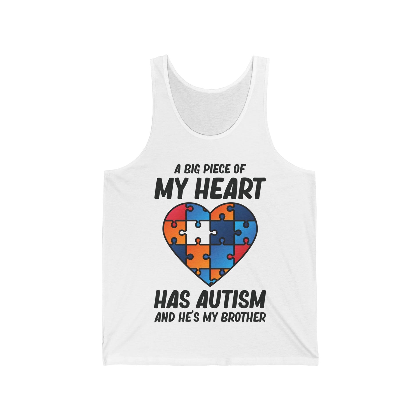 Big Peice Of My Heart Autism Awareness Sister Brother Autistic Kids Awareness Tank Top