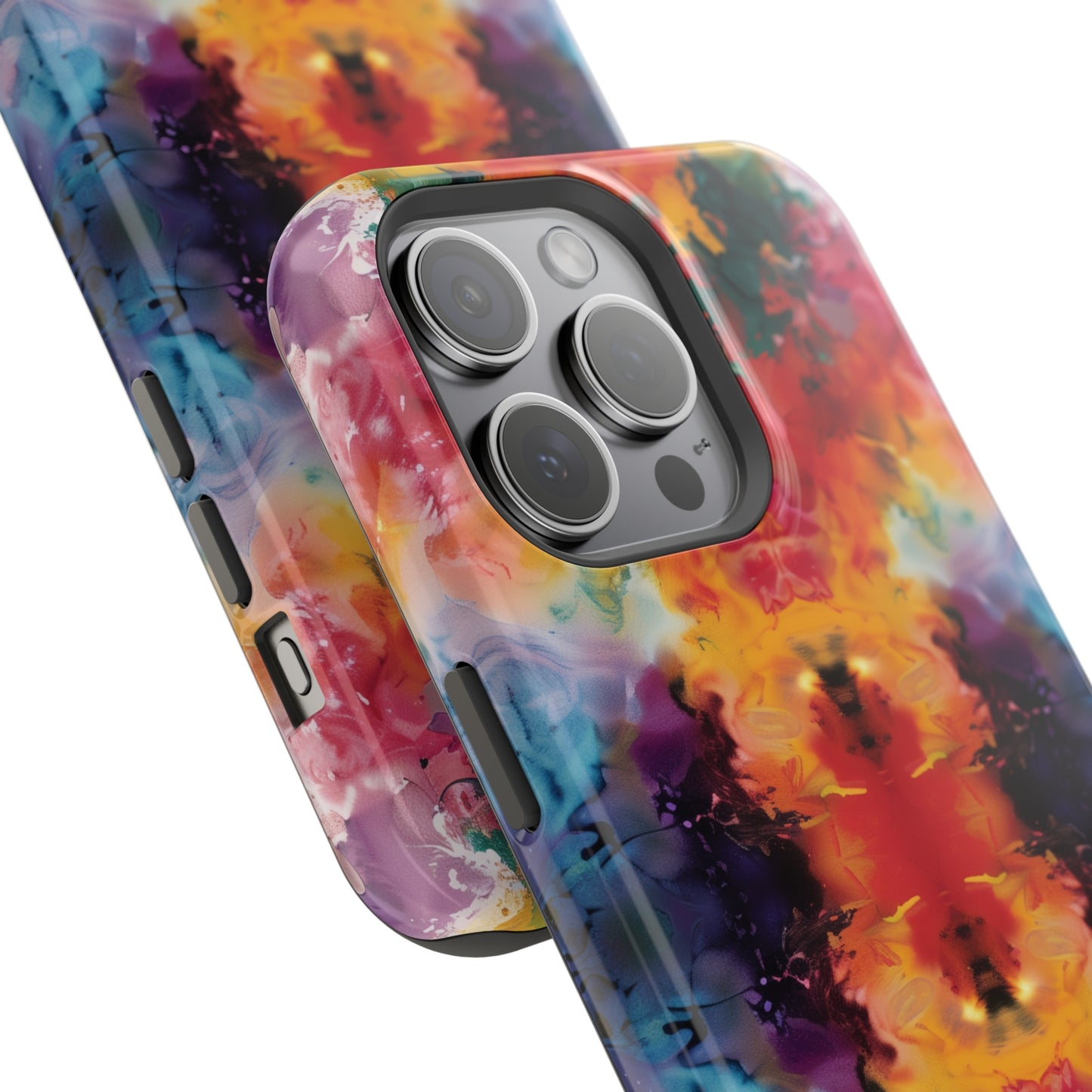 Tie-Dye Dream Vibrant Pattern iPhone 13 14 15 Pro Max Plus Case Compatible with MagSafe Tough Cases Protection, Magnetic Phone Case for iPhone  Classic Series