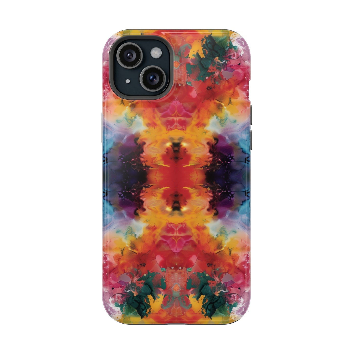 Tie-Dye Dream Vibrant Pattern iPhone 13 14 15 Pro Max Plus Case Compatible with MagSafe Tough Cases Protection, Magnetic Phone Case for iPhone  Classic Series