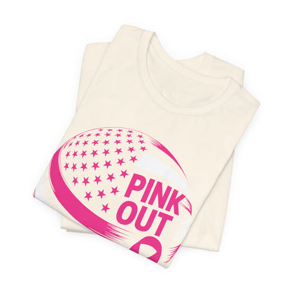 Volley Ball Pink Ribbon Breast Cancer Awearness USA Flag T-Shirt For Men Women