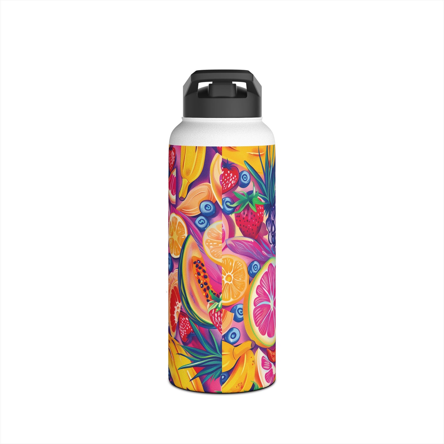 Food Paradise Pattern Stainless Steel Water Bottle with Twist-on Lid and Double-Wall Vacuum Insulation