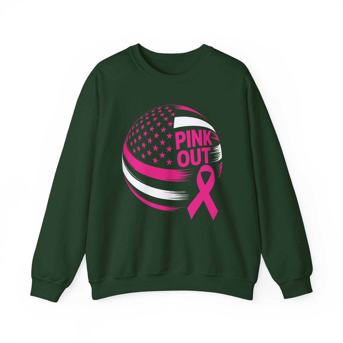Volley Ball Pink Ribbon Breast Cancer Awearness USA Flag Sweatshirt For Men Women