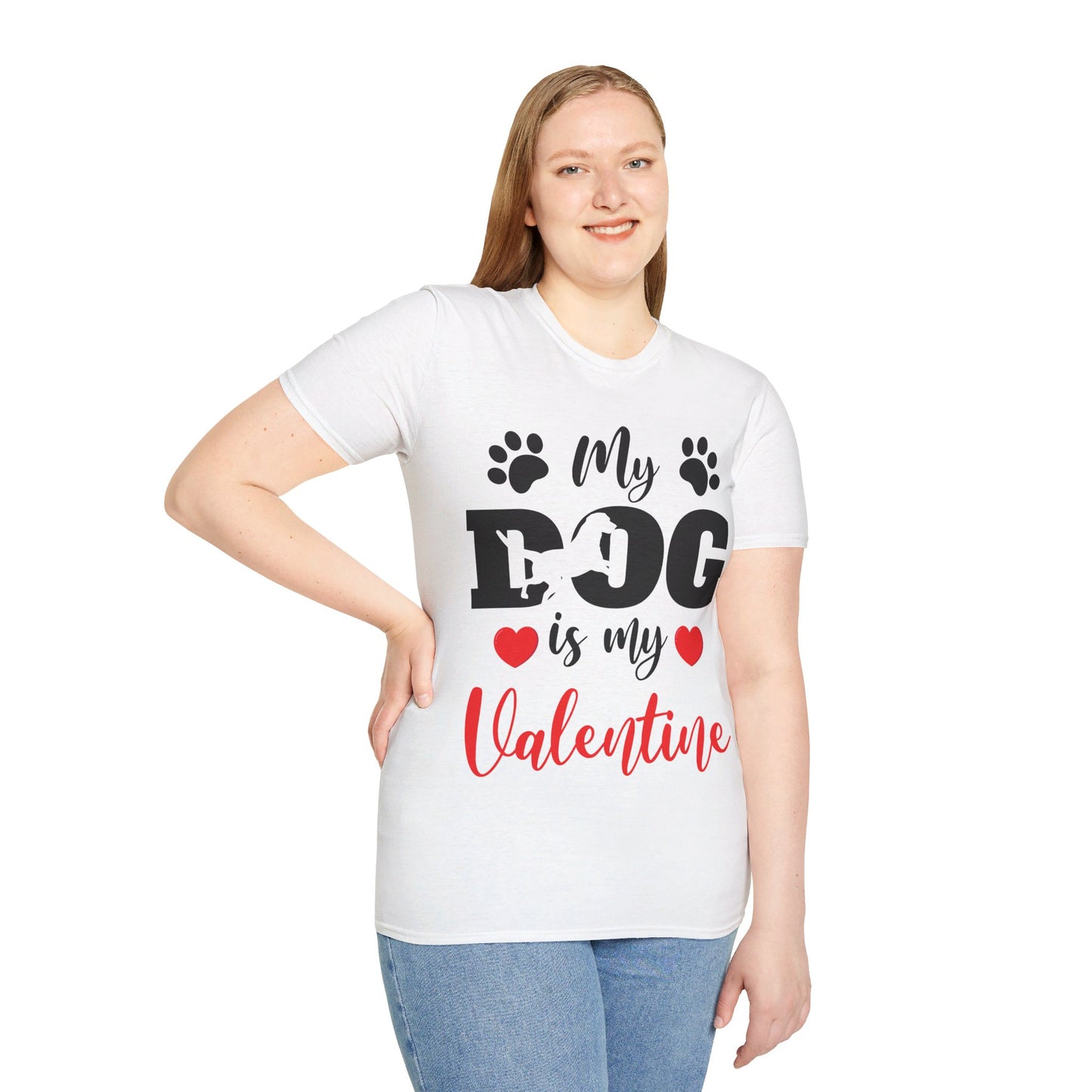 Funny My Dog is My Valentine Dog Lovers T-Shirt For Men Women T-Shirt