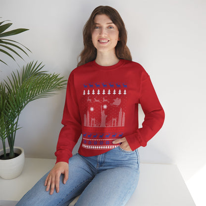 I Love New York Christmas Santa, Reindeer Funny Ugly Christmas Jumper Sweatshirt