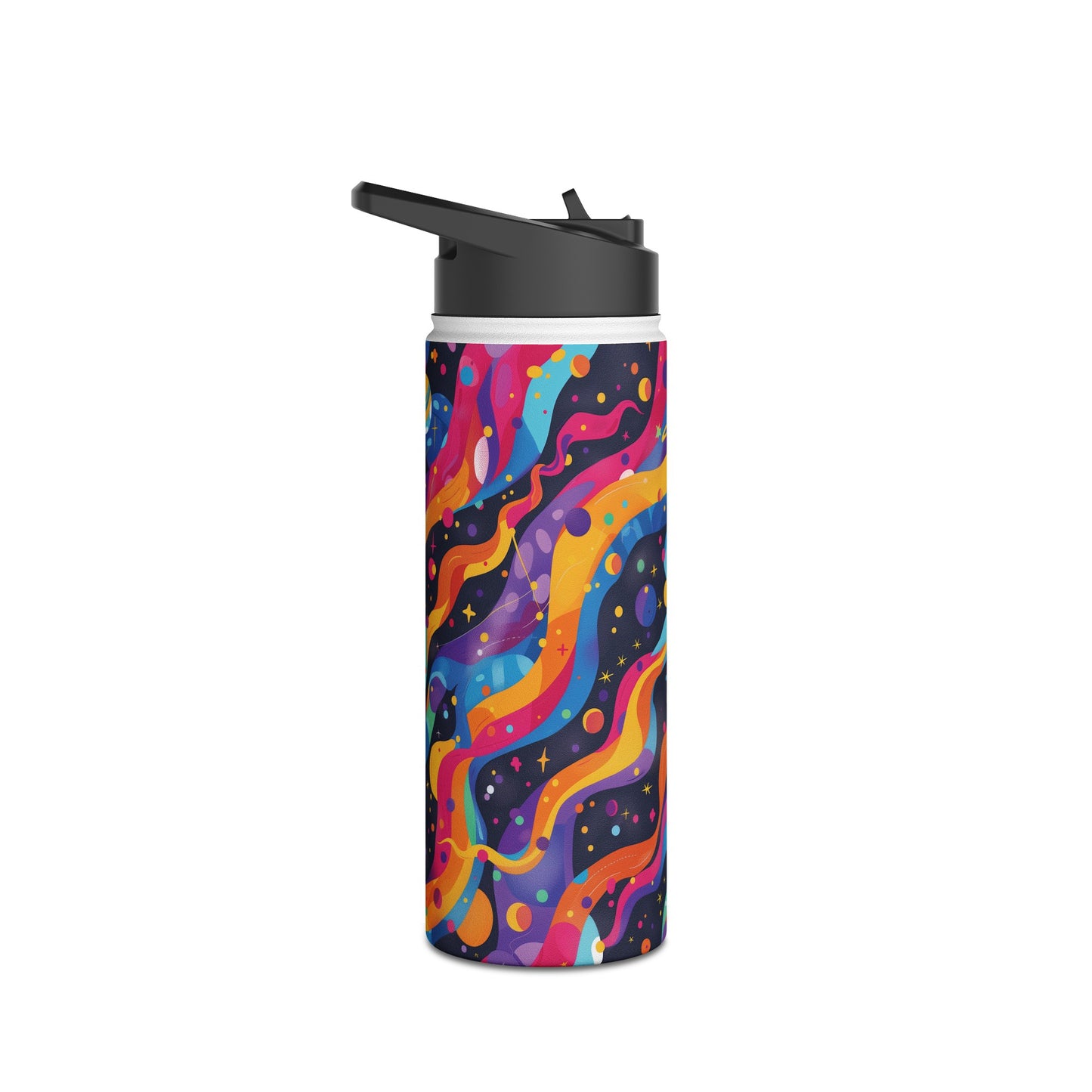 Planetary Parade Pattern Stainless Steel Water Bottle with Twist-on Lid and Double-Wall Vacuum Insulation