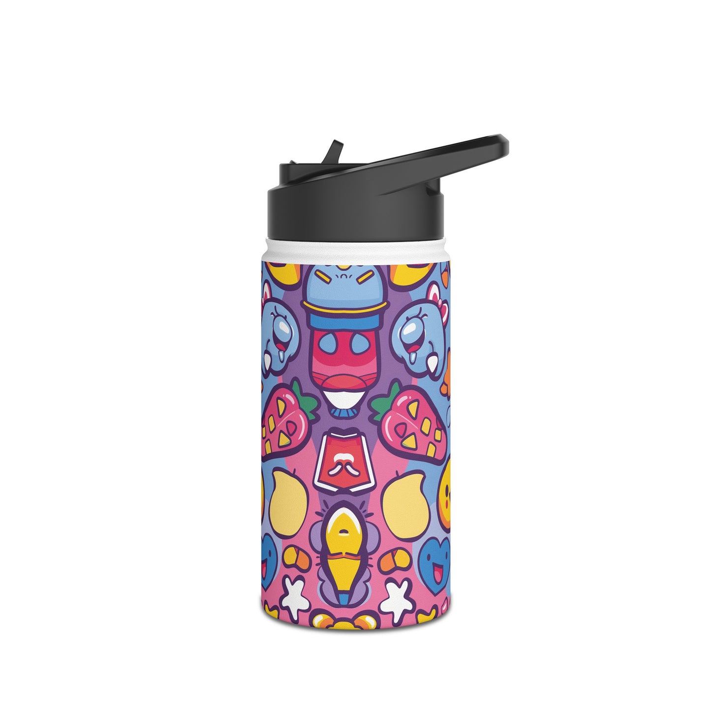 Kawaii Candyland Pattern Stainless Steel Water Bottle with Twist-on Lid and Double-Wall Vacuum Insulation