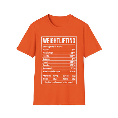 Funny Weightlifting Nutrition Facts Bodybuilding T-Shirt Men Women