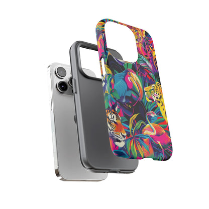 Animal Collage Pattern iPhone 13 14 15 16 Pro Max Plus Case Wireless Charging Compatible Tough Cases Protection, Magnetic Phone Case for iPhone Classic Series