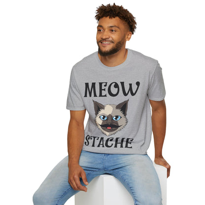 Meowstache Cat Mustache Moustache Beard Bearded Kitten Lovers T-Shirt For Men Women T-Shirt