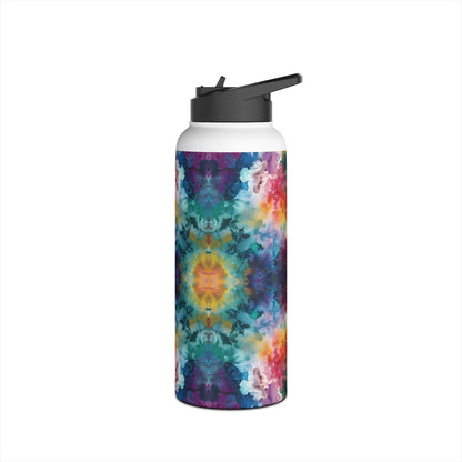 Template Tie-Dye Dream Vibrant Pattern Stainless Steel Water Bottle with Twist-on Lid and Double-Wall Vacuum Insulation