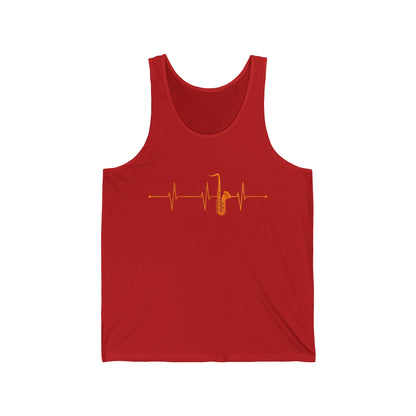 Funny Saxophone Heartbeat Tank Tops , Saxophone Player Music Lovers Tank Tops