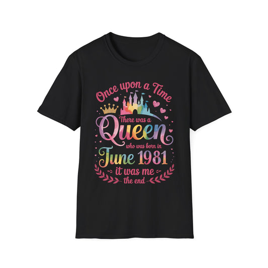 Funny 45 Years Old Birthday Girl 45 Birthday Queen June 1981 T-Shirt For Women