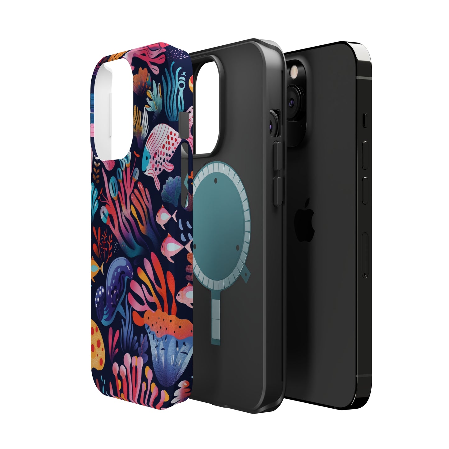 Underwater World Pattern iPhone 13 14 15 Pro Max Plus Case Compatible with MagSafe Tough Cases Protection, Magnetic Phone Case for iPhone  Classic Series