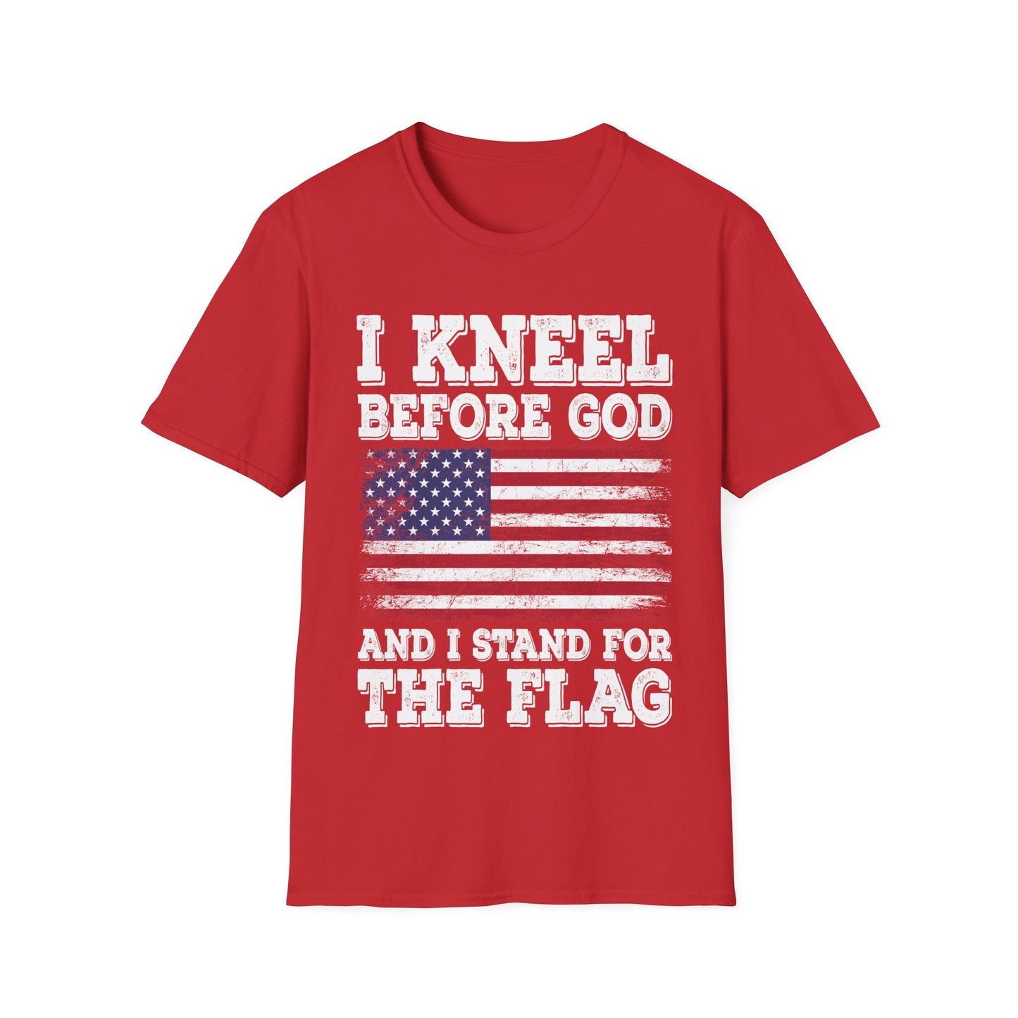 I Kneel Before God And I Stand For The Flag USA United States Flag T-Shirt