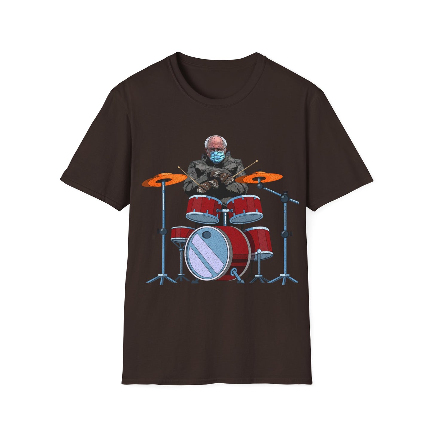 Bernie Sanders Drummer Inauguration Mittens Meme Sitting Drums T-Shirt