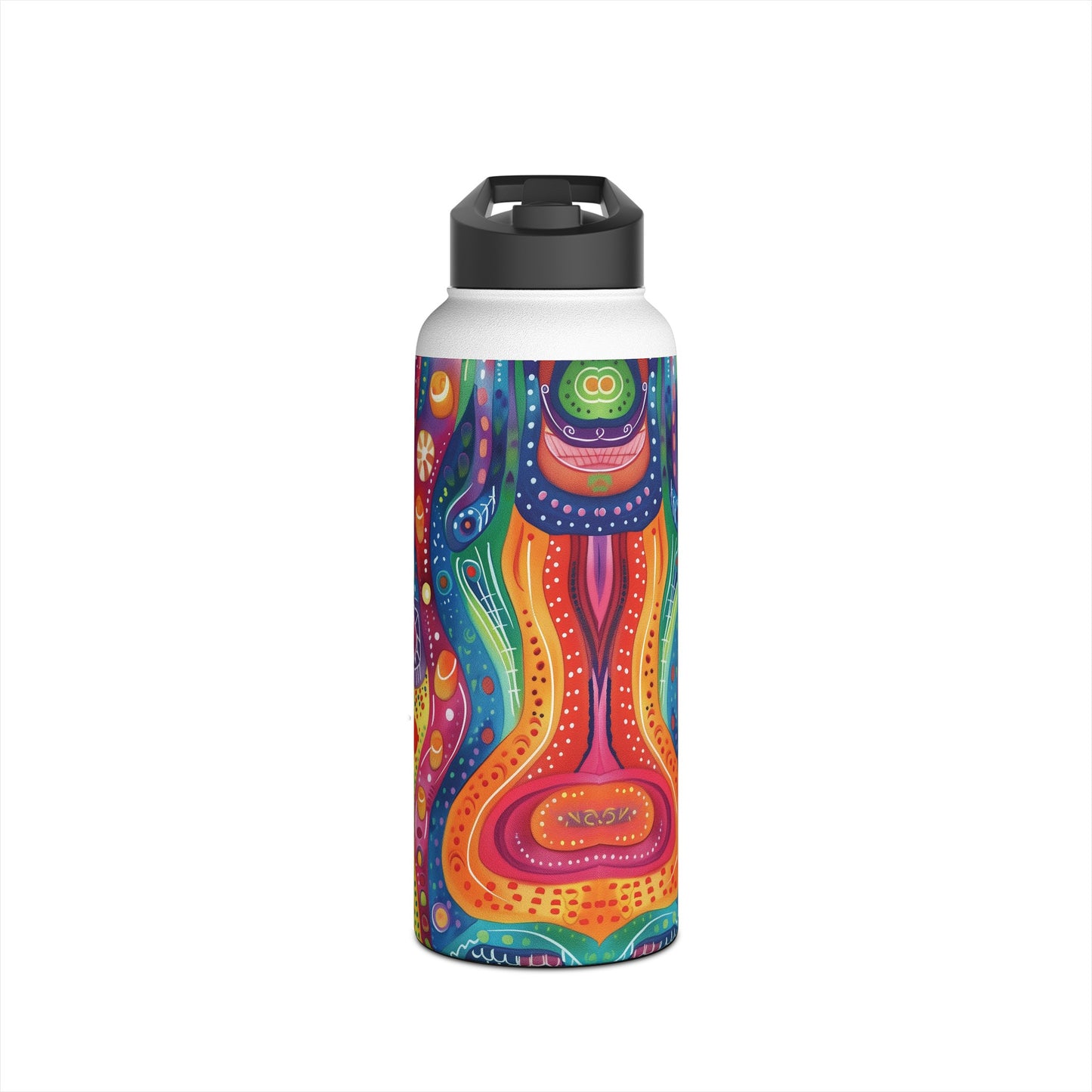 Abstract Rainbow Doodle Pattern Stainless Steel Water Bottle with Twist-on Lid and Double-Wall Vacuum Insulation