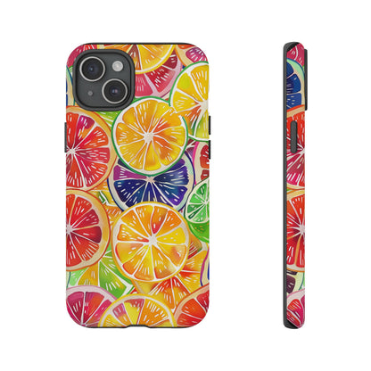 Citrus Burst Vibrant Pattern iPhone 13 14 15 16 Pro Max Plus Case Wireless Charging Compatible Tough Cases Protection, Magnetic Phone Case for iPhone Classic Series