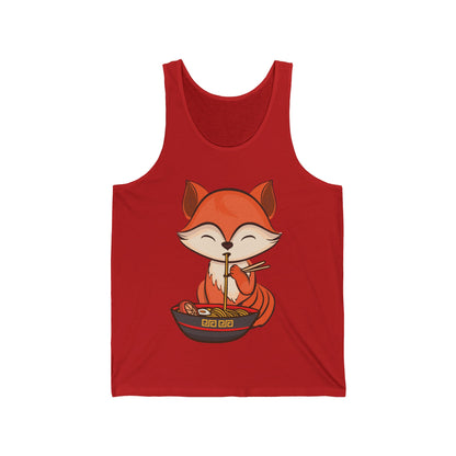 Fox Eating Ramen Kawaii Tee Japanese Cute Lovely Tank Top Men Women