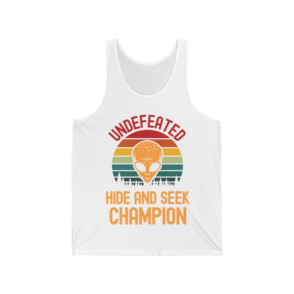 Alien Area 51 Hide and Seek Champion Fun Run Funny Tank Tops