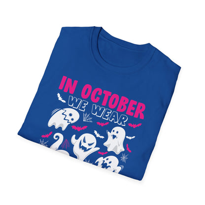 Groovy Wear Pink Breast Cancer Warrior Cute Ghost Halloween T-Shirt