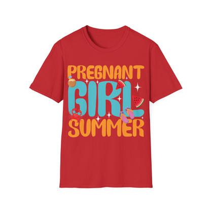 Groovy Pregnancy Reveal Pregnant Girl Summer T-Shirt For Baby Shower T-Shirt