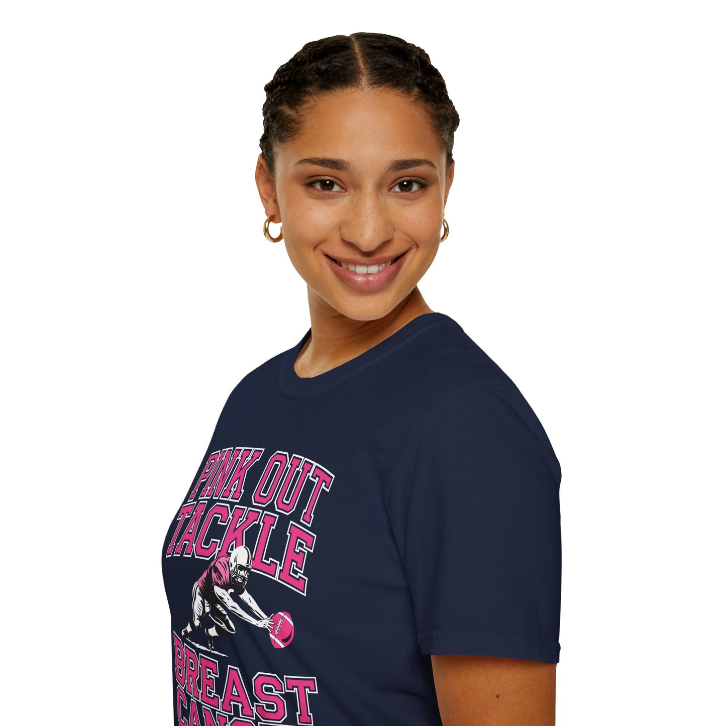 Funny Pink Out Tackle Breast Cancer Awareness American Football T-Shirt For Men Women