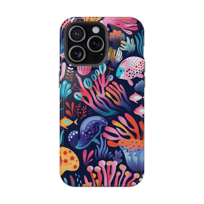 Underwater World Pattern iPhone 13 14 15 Pro Max Plus Case Compatible with MagSafe Tough Cases Protection, Magnetic Phone Case for iPhone  Classic Series