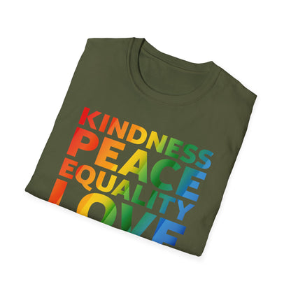 Kindness Equality Love LGBTQ Rainbow Flag Gay Pride Ally T-Shirt