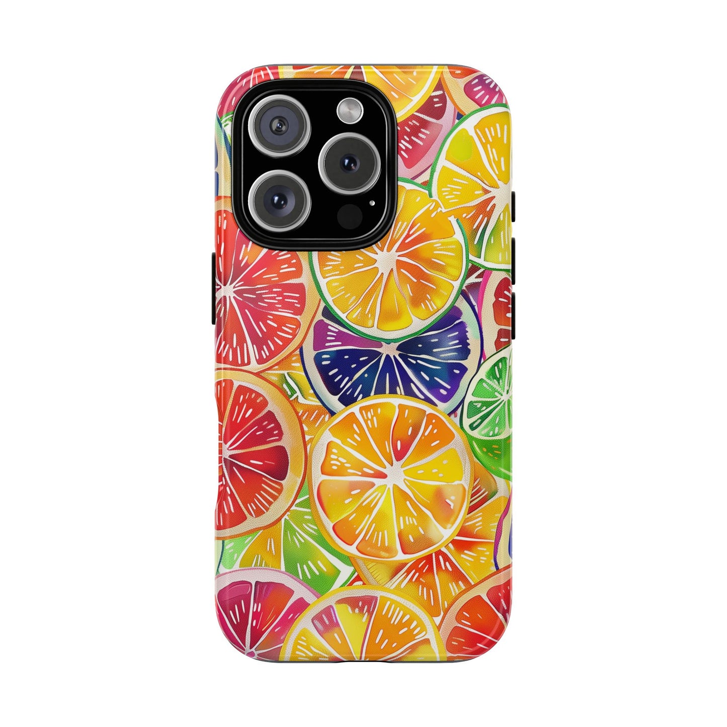 Citrus Burst Vibrant Pattern iPhone 13 14 15 16 Pro Max Plus Case Wireless Charging Compatible Tough Cases Protection, Magnetic Phone Case for iPhone Classic Series